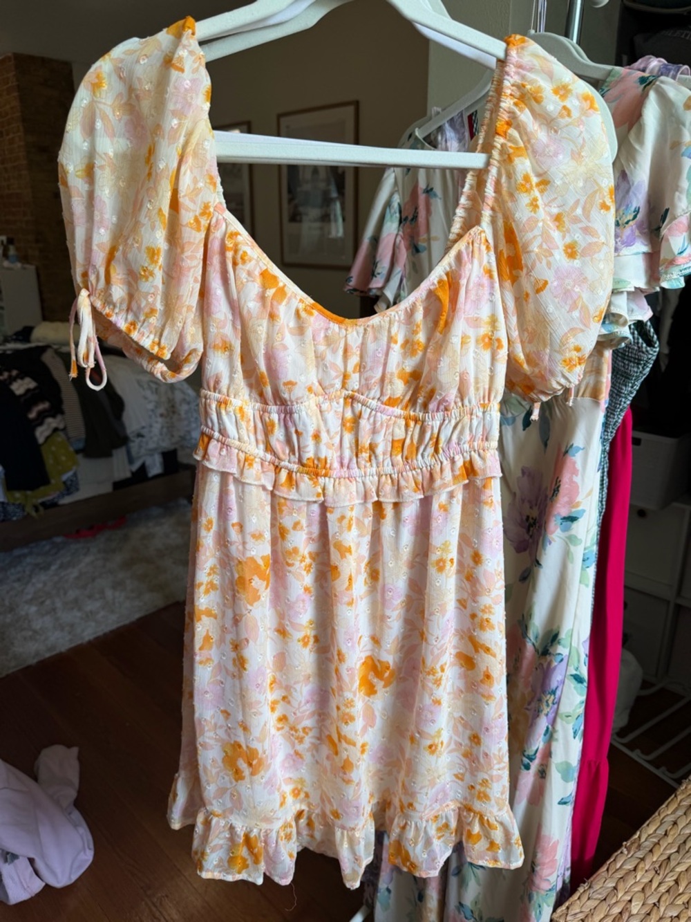 Floral Puff Sleeve Mini Dress